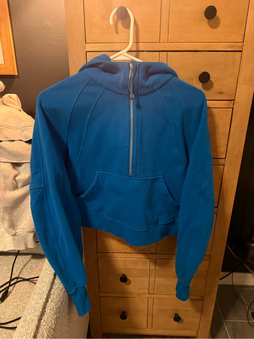 lululemon athletica cobalt blue half-zip hooded pullover